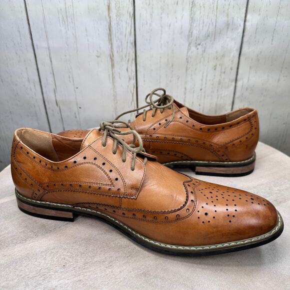 Cestfini Mens Brown Leather Oxford Dress Shoes Size 13 Classic Retro Shoes - Picture 1 of 13